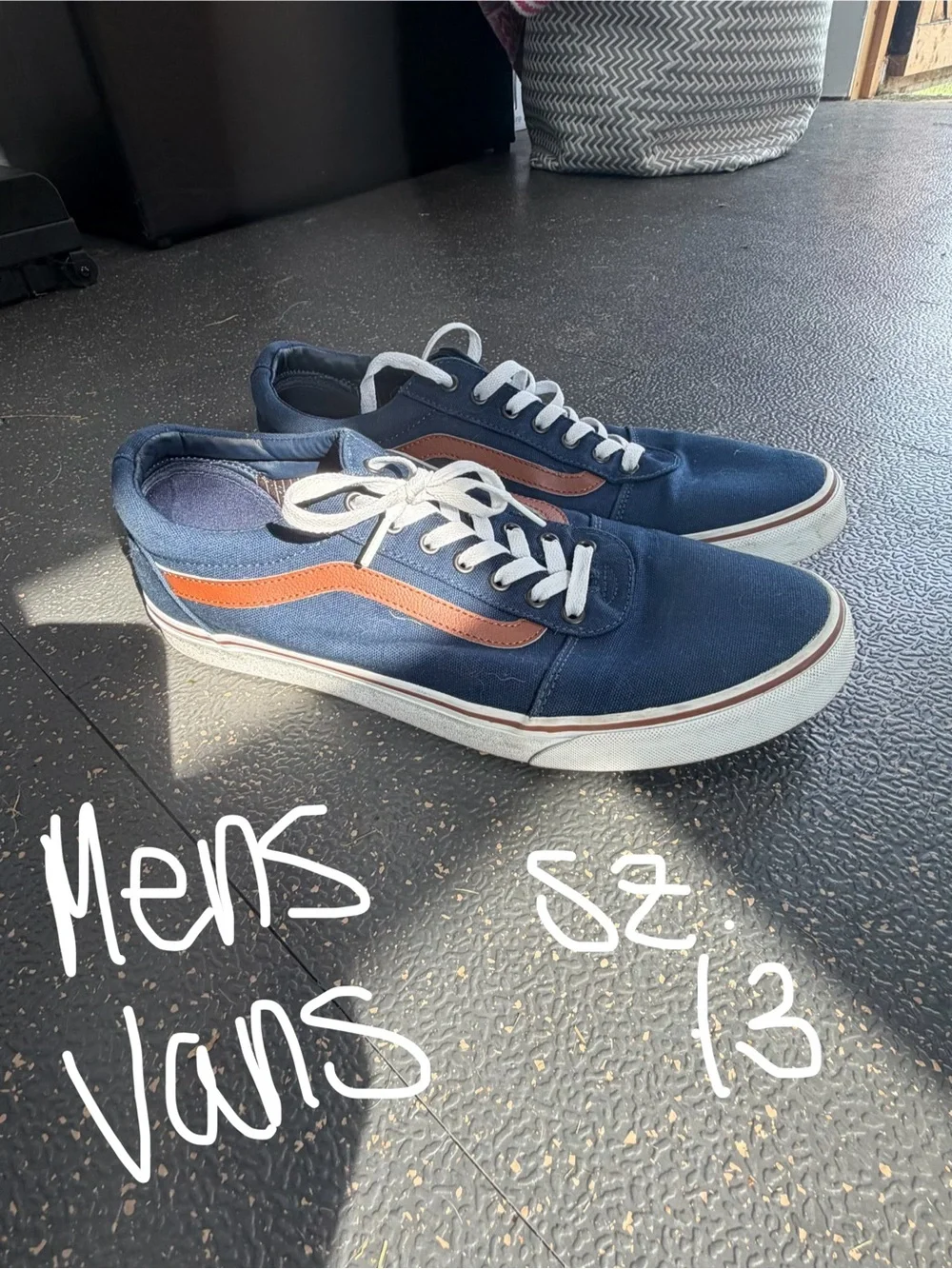 Vans Navy Canvas Sneakers with Brown Side Stripe